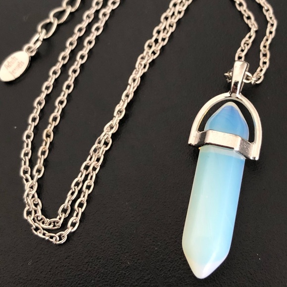 Moonstone Crystal point pendant necklace gem opal - Picture 2 of 6